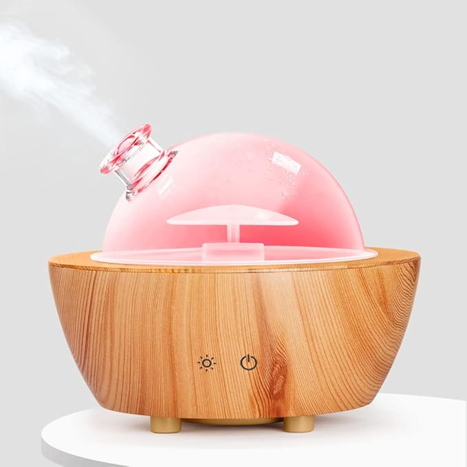 Glass Essential Oil Diffuser Wood Grain Base